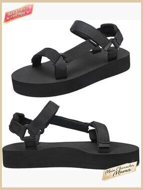 Sport Walking Water Sandals with Arch Support Adjustable Straps Platform